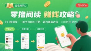 零撸阅读新风口，无门槛轻松挣，一部手机，日入 50-3张【揭秘】-21资源库