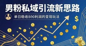 男粉私域引流新思路，单日稳收8张利润的变现玩法-21资源库