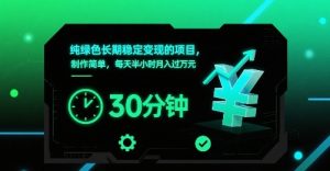 纯绿色长期稳定变现的项目，制作简单，每天半小时月入过1W-21资源库