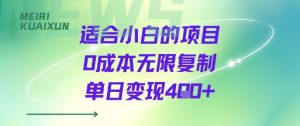 适合小白的项目0成本无限复制单日变现4张+-21资源库