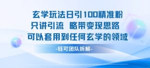 玄学玩法日引100精准粉只讲引流略带变现思路可以套用到任何玄学的领域-21资源库