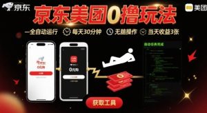 京东美团平台最新0撸玩法，全自动挂G，每天30分钟，无脑操作，当天收益3张【揭秘】-21资源库