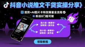 抖音小说推文干货实操分享，混剪+AI图片卡特效爆量全流程，0粉丝0门槛可做-21资源库