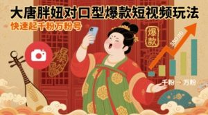 大唐胖妞对口型爆款短视频玩法，快速起千粉万粉号-21资源库