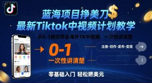 蓝海项目挣美刀，最新Tiktok中视频计划教学，从0-1教你学会海外TK中视频，一次性讲清楚-21资源库