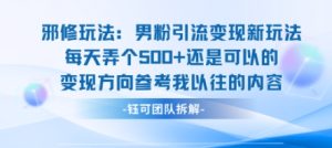 邪修玩法:男粉引流变现新玩法每天弄个5张还是可以的变现方向参考我以往的内容-21资源库
