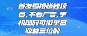 首发零撸挣钱项目 不看广告 手机随时可做 单日收益三位数【揭秘】-21资源库