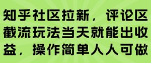 知乎社区拉新，评论区截流玩法当天就能出收益，操作简单人人可做-21资源库