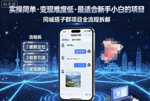 实操简单,变现难度低,最适合新手小白做的项目,每天轻松收入3张,同城搭子群项目全流程拆解-21资源库