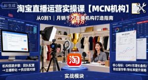 淘宝直播运营实操课【MCN机构】,从0到1做一家月销千W的直播机构-21资源库