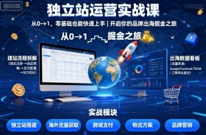 独立站运营实战课，​从0到1，零基础也能快速上手，开启你的品牌出海掘金之旅-21资源库