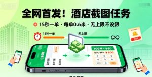 全网首发!酒店截图任务,15秒一单,每单0.6米,任务无上限不设限,矩阵操作单日3张到手【揭秘】-21资源库