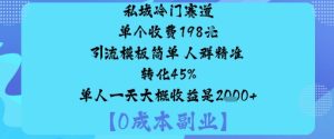 私域冷门赛道:单个收费198米引流模板简单人群精准转化45%单人一天大概收益是1k+-21资源库