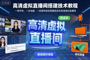 高清虚拟直播间搭建技术教程，一部手机、一台电脑、一块绿布轻松搭建低成本高清虚拟直播间-21资源库