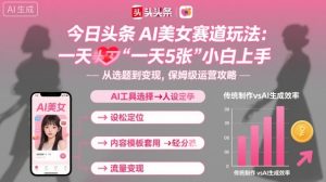 今日头条AI美女赛道玩法,一天轻松5张,小白轻松上手-21资源库