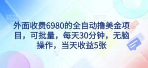 外面收费6980的全自动撸美刀项目，可批量，每天30分钟，无脑操作，当天收益5张【揭秘】-21资源库
