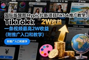 国际版醒图Hypic拉新项目TikTok推广教学，一条视频最高2W收益（附推广入口和教学）-21资源库