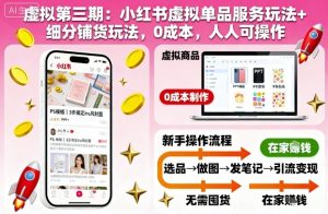 虚拟第三期:小红书虚拟单品服务玩法+细分铺货玩法,0成本,人人可操作-21资源库