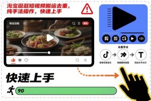 淘宝逛逛短视频搬运去重，纯手法操作，快速上手-21资源库