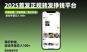 2025首发正规转发挣钱平台,不限单量,高价秒结,动动手指日入100+【揭秘】-21资源库
