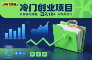 冷门创业项目，资料查询赛道，日入1k+，可矩阵操作-21资源库