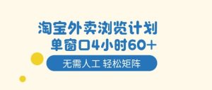 淘宝外卖浏览计划，到窗口4小时60+无需人工，轻松矩阵开干【揭秘】-21资源库