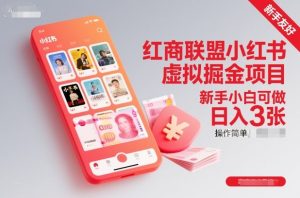 红商联盟小红书虚拟掘金项目，新手小白可做，操作简单，日入3张-21资源库