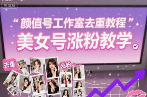 颜值号工作室去重教程，美女号涨粉教学-21资源库