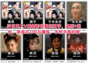 抖音某大V最新影视解说教学,基础+进阶,单条过100万播放,手把手教你做-21资源库