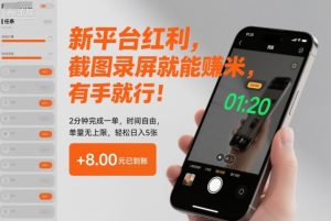 新平台红利,截图录屏就能賺米,有手就行!2分钟完成一单,时间自由,单量无上限,轻松日入5张【揭秘】-21资源库