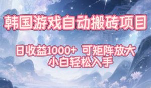 韩国游戏自动搬砖项目,日收益1k+,可矩阵放大,小白轻松入手【揭秘】-21资源库