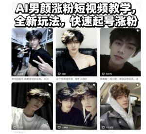 AI男颜涨粉短视频教学，全新玩法，快速起号涨粉-21资源库