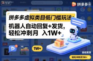 拼多多虚拟类目低门槛玩法:机器人自动回复+发货,轻松冲刺月入1W+-21资源库