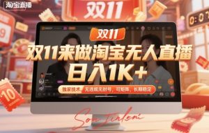 双11来做淘宝无人直播，日入1K+，独家技术，无违规无封号，可矩阵，长期稳定【揭秘】-21资源库