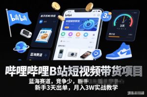 哔哩哔哩B站短视频带货项目,蓝海赛道,竞争少,新手3天出单,月入3W实战教学-21资源库