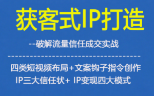 获客型IP打造,破解流量信任成,四类短视频布局+文案钩子指令创作IP三大信任状+IP变现四大模式-21资源库