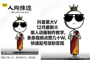 抖音某大V12月最新火柴人动画制作教学,条条视频点赞几十W,快速起号涨粉变现-21资源库