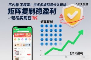 不内卷不踩雷!拼多多虚拟品长久玩法,矩阵复制稳盈利,轻松实现日1K【揭秘】-21资源库