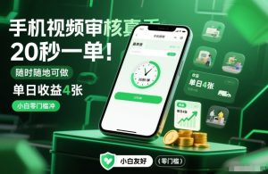 手机视频审核真香!20秒一单,随时随地可做,单日收益4张,小白零门槛冲【揭秘】-21资源库
