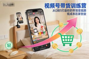 视频号带货训练营,从0到1打造你的带货变现路,低成本在家创业-21资源库
