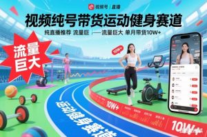 视频号带货运动健身赛道,纯直播推荐,流量巨大,单月带货10W+-21资源库