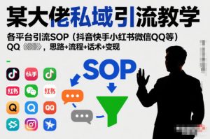 某大佬私域引流教学，各平台引流SOP（抖音快手小红书微信QQ等），思路+流程+话术+变现-21资源库
