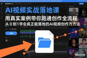 AI视频实战落地课，用真实案例带你跑通创作全流程，从0到1学会真正能落地的AI视频创作方法-21资源库