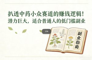 扒透中药小众赛道的賺米逻辑，潜力巨大，适合普通人的低门槛副业-21资源库