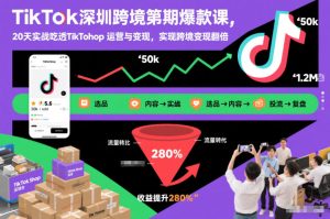 TikTok深圳跨境第2期爆款课,20天实战吃透TikTok Shop运营与变现,实现跨境变现翻倍-21资源库