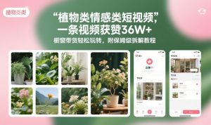 植物类情感类短视频，一条视频获赞36W+，橱窗带货轻松玩转，附保姆级拆解教程-21资源库