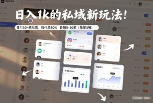 日入1k的私域新玩法：日引30+精准流，转化率50%，日销5-10笔（单笔3张）-21资源库