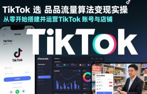 TikTok选品流量算法变现实操，从零开始搭建并运营TikTok账号与店铺-21资源库