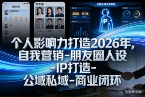 个人影响力打造2026年，自我营销-朋友圈人设-IP打造-公域私域-商业闭环-21资源库