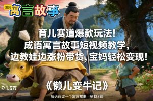 育儿赛道爆款玩法！成语寓言故事短视频教学，边教娃边涨粉带货，宝妈轻松变现！-21资源库